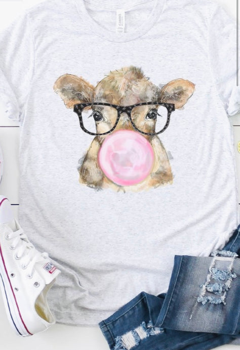 Bubble Gum Cow Tee